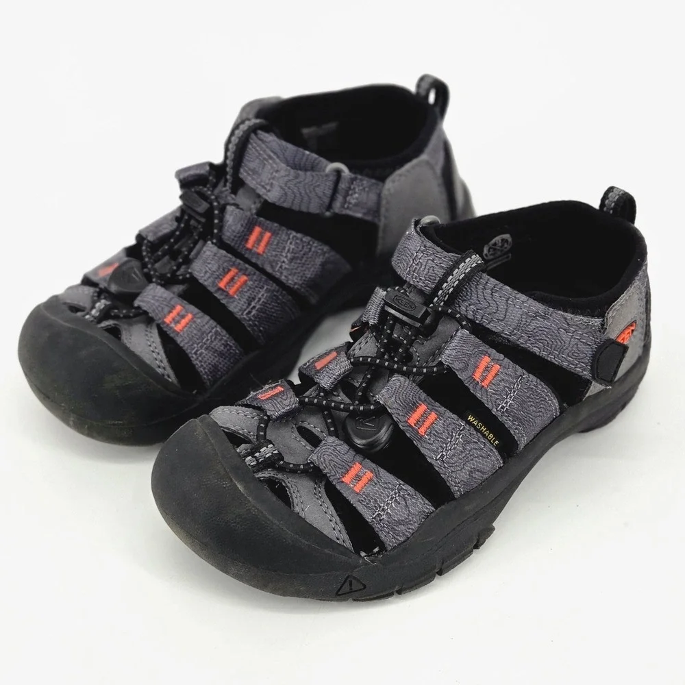 KEEN Newport H2 Gray Orange Topographic Waterproof Closed Toe Sandals Kids 13